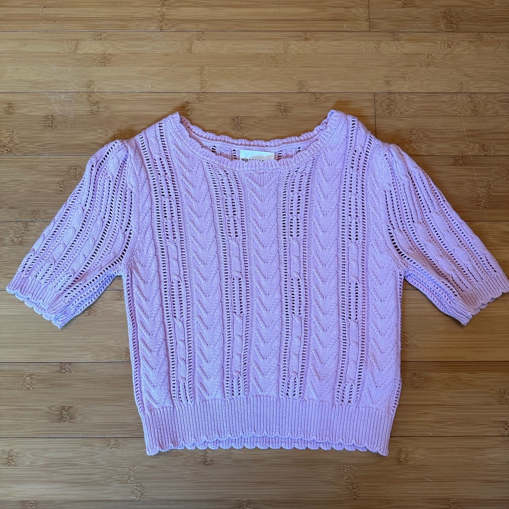 Willow and wind Lavender Knit Short Sleeve Sweater